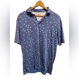 Johnnie-O Mens Performance Polo All Over Surfer‎ Print Large W/Pine Needles Logo